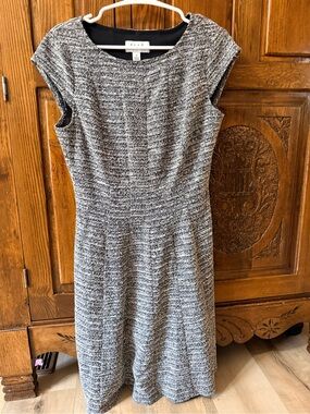 Elle Gray Tweed Midi Dress